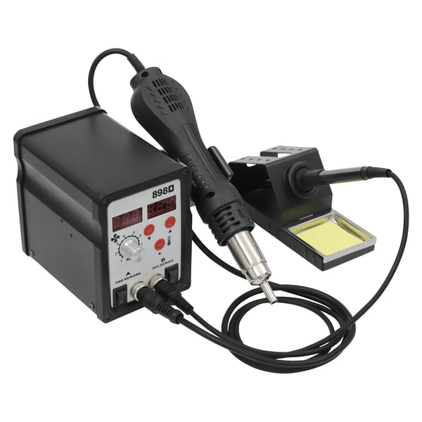 Aflodningsstation - Rework-Station - 750 W - Justerbar Temperatur - LED-Display - 3 Luftdyser - SMD/BGA - Sort