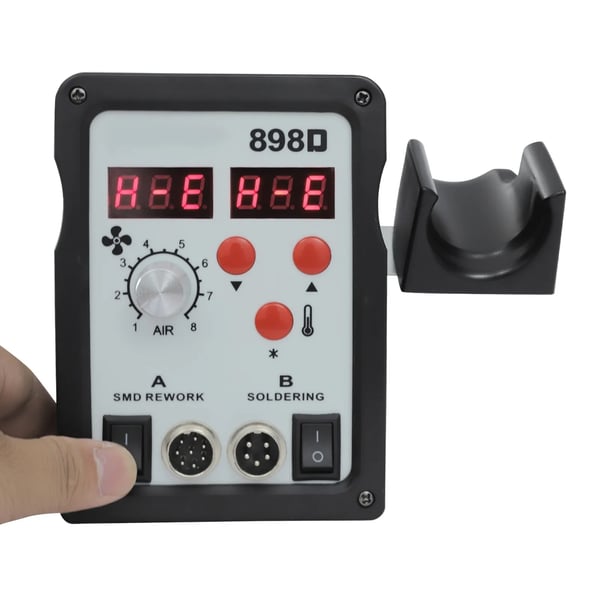 Aflodningsstation - Rework-Station - 750 W - Justerbar Temperatur - LED-Display - 3 Luftdyser - SMD/BGA - Sort