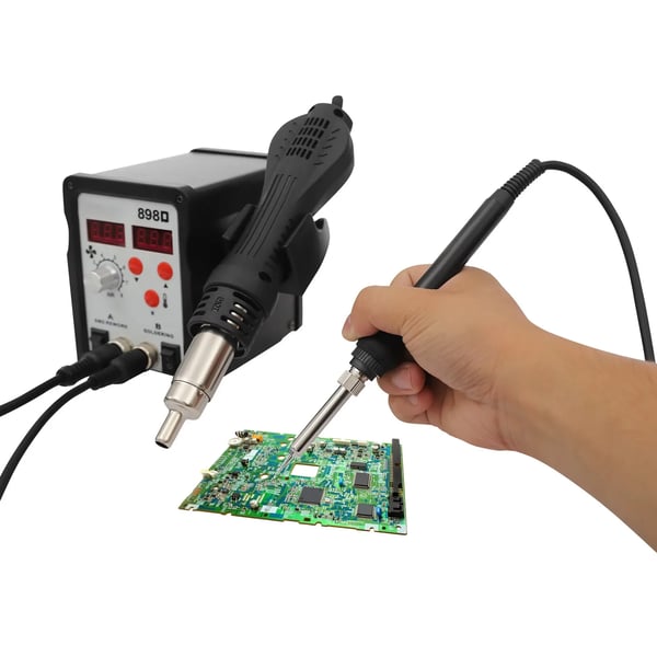 Aflodningsstation - Rework-Station - 750 W - Justerbar Temperatur - LED-Display - 3 Luftdyser - SMD/BGA - Sort