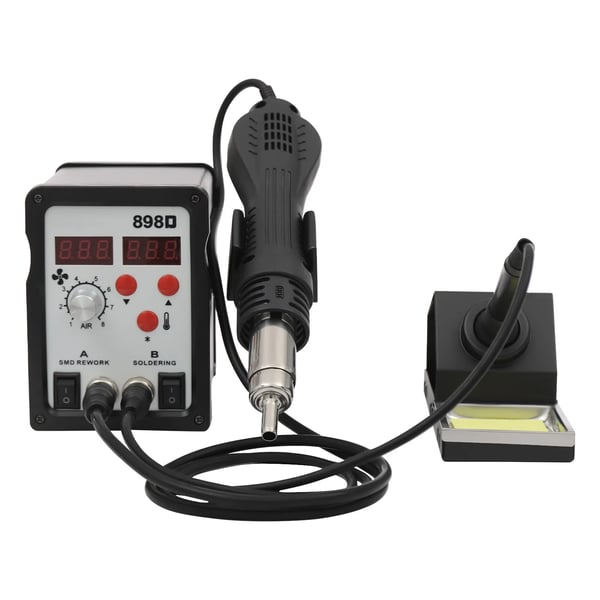Aflodningsstation - Rework-Station - 750 W - Justerbar Temperatur - LED-Display - 3 Luftdyser - SMD/BGA - Sort
