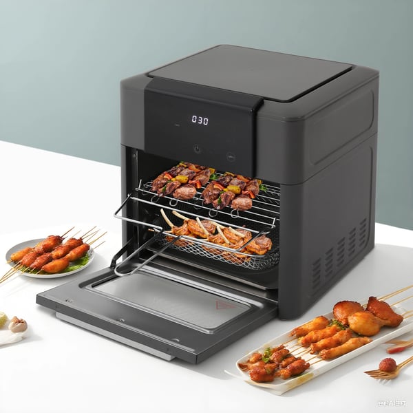 Airfryer varmluftsovn - Miniovn - Kapacitet 12 L - 1600 W - 80–200 °C - Timer 0–90 min - LED-touchskærm - Kiggevindue
