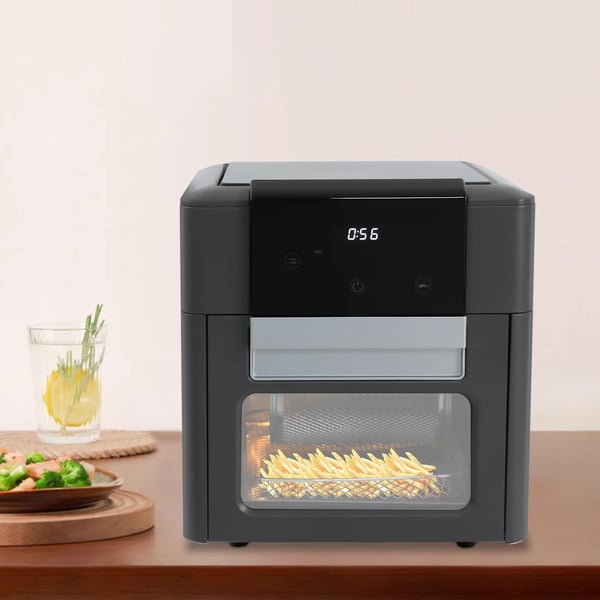 Airfryer varmluftsovn - Miniovn - Kapacitet 12 L - 1600 W - 80–200 °C - Timer 0–90 min - LED-touchskærm - Kiggevindue
