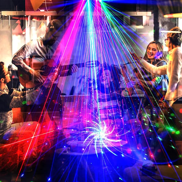 5-i-1 Partylys - DJ Disco Scenelys - 120 lysmønstre - LED PAR - Magisk kugle - UV sortlys - Guld-stroboskop - EU-stik 100V AC