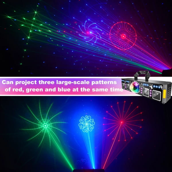 5-i-1 Partylys - DJ Disco Scenelys - 120 lysmønstre - LED PAR - Magisk kugle - UV sortlys - Guld-stroboskop - EU-stik 100V AC