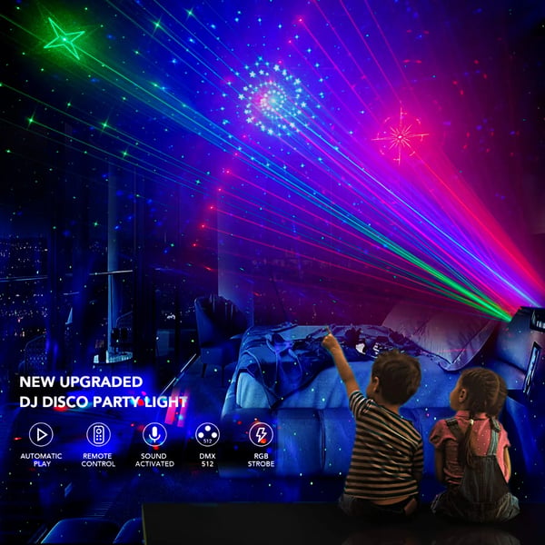 5-i-1 Partylys - DJ Disco Scenelys - 120 lysmønstre - LED PAR - Magisk kugle - UV sortlys - Guld-stroboskop - EU-stik 100V AC