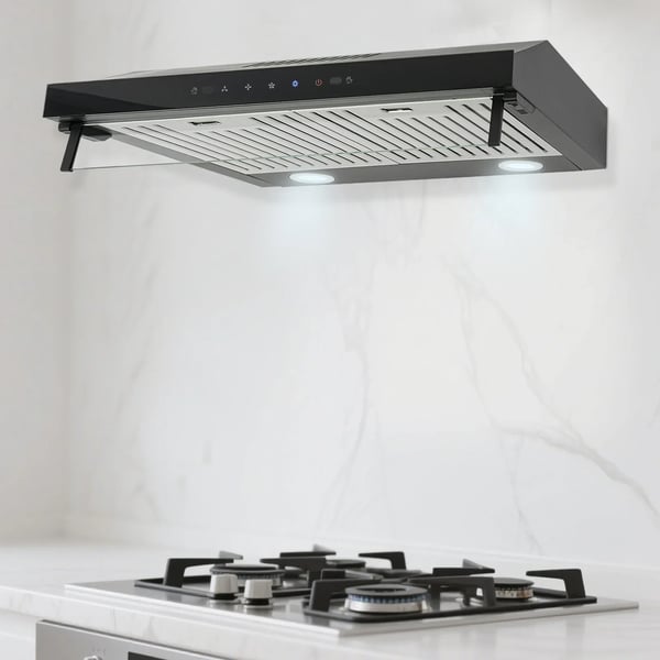 Køkkenemhætte 60 cm - Underbygget/Væghængt - Touch- & Geststyring - Op til 715 CFM - Støjniveau 55 dB - Motor 2x100 W - LED 6500K