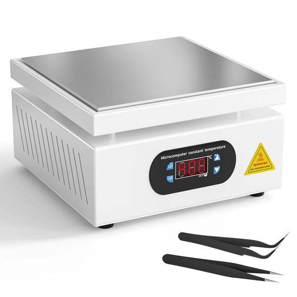 Elektrisk varmeplade - Forvarmestation - 700 W - Digitalt LCD-display - 0–400 °C Justerbar - Hvid