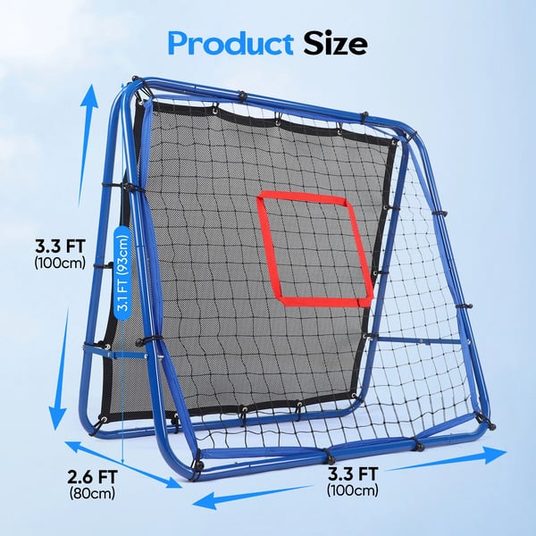 Fodbold rebounder - Fodboldmål/træningsnet 100×100 cm - Dobbeltsidet - Til børn - Udendørs - Blå