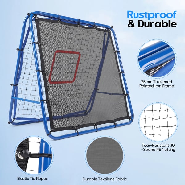 Fodbold rebounder - Fodboldmål/træningsnet 100×100 cm - Dobbeltsidet - Til børn - Udendørs - Blå
