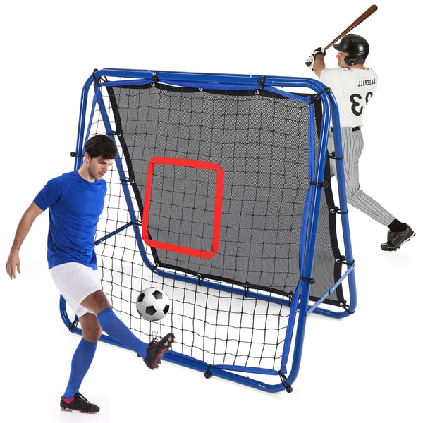 Fodbold rebounder - Fodboldmål/træningsnet 100×100 cm - Dobbeltsidet - Til børn - Udendørs - Blå