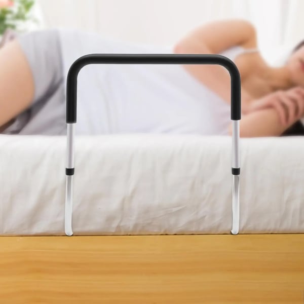 Sengegelænder/Sengestøtte - Støttehåndtag - Højdejusterbar - 90×51×46–56 cm - Højkulstofstål - Til ældre og handicappede - Sort