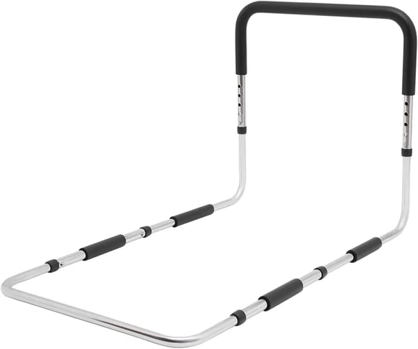 Sengegelænder/Sengestøtte - Støttehåndtag - Højdejusterbar - 90×51×46–56 cm - Højkulstofstål - Til ældre og handicappede - Sort