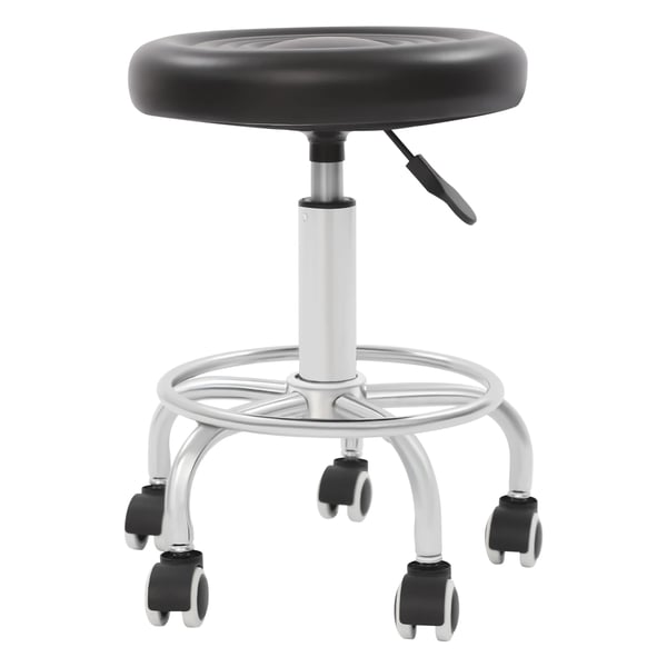 Baarituoli - Kääntyvä pyörillä - Korkeus 45–57 cm - Kantavuus 150 kg - Ergonominen PU-nahkaistuin - Teräsjalusta