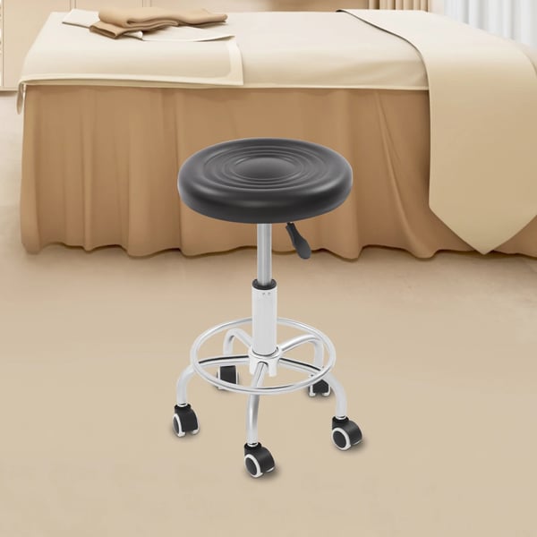 Baarituoli - Kääntyvä pyörillä - Korkeus 45–57 cm - Kantavuus 150 kg - Ergonominen PU-nahkaistuin - Teräsjalusta