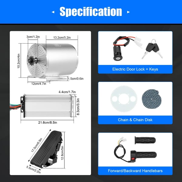 Højhastigheds BLDC-børsteløs motor - El-løbehjulsmotor - 48–72V - 6000 rpm - Til el-løbehjul - Sølv