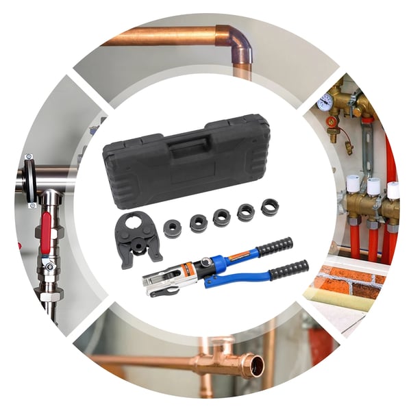 Hydrauliset puristuspihdit - Kaapelikenkäpuristin - 360° Kääntyvä Pää - V-leuat 12–15–18–22–28 mm - Vaaleansininen