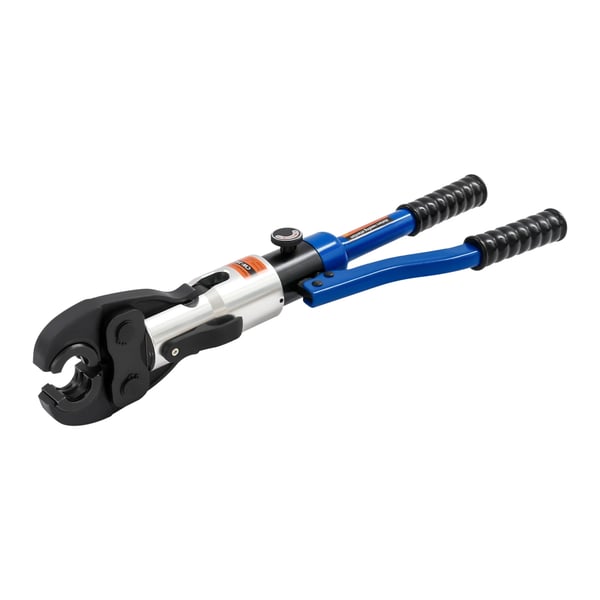 Hydrauliset puristuspihdit - Kaapelikenkäpuristin - 360° Kääntyvä Pää - V-leuat 12–15–18–22–28 mm - Vaaleansininen