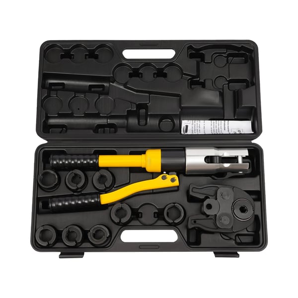 Hydraulisk crimpetang - Pressetang til rør - U-bakker U16–U32 - V-bakker V12–V28 - Til kobberrør - Sekskantpresning - Gul