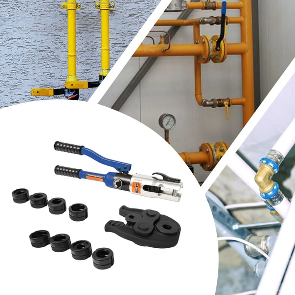 Hydraulisk crimpetang - Pressetang til rør - U-bakker U16–U32 - V-bakker V12–V28 - Til kobberrør - Sekskantpresning - Gul