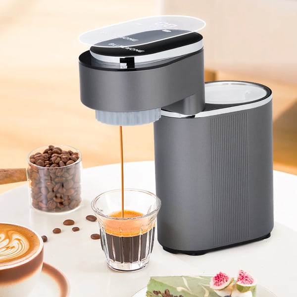 C180 - Bærbar mini kaffemaskine & espressomaskine - 15 bar tryk - Varm/kold brygning - Nem rengøring - 5–10 kopper - EU-stik - Mørkegrå