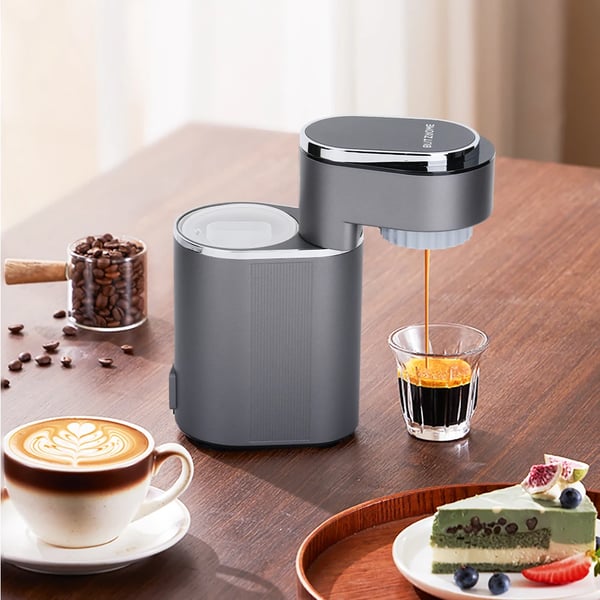 C180 - Bærbar mini kaffemaskine & espressomaskine - 15 bar tryk - Varm/kold brygning - Nem rengøring - 5–10 kopper - EU-stik - Mørkegrå