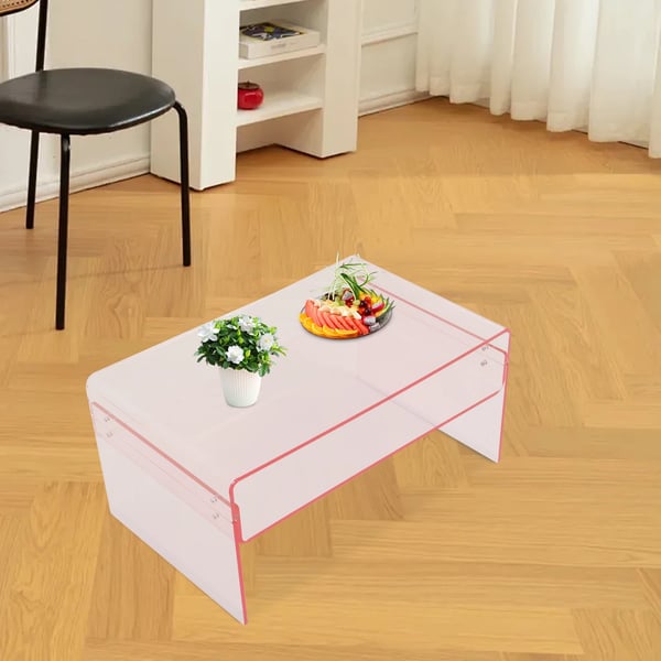 Akryl Sidebord - Sofabord - 2 Niveauer - Rektangulær - Akryl 10 mm - Bæreevne 40 kg - Rød