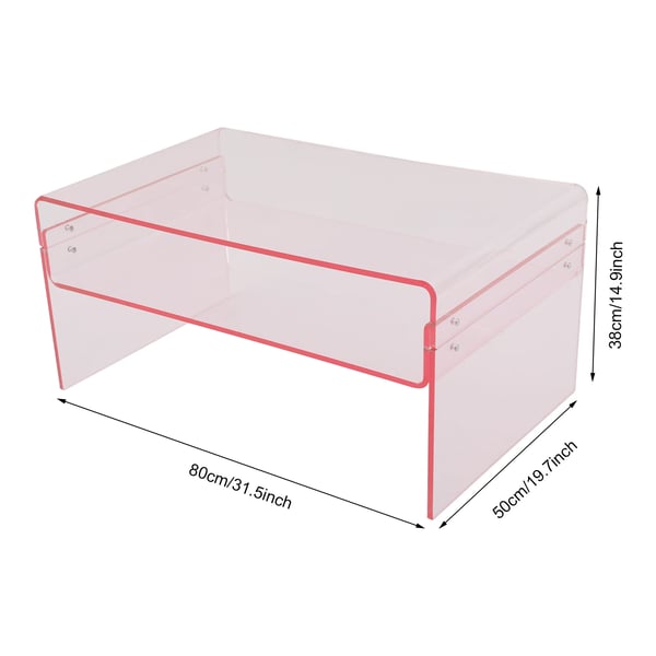 Akryl Sidebord - Sofabord - 2 Niveauer - Rektangulær - Akryl 10 mm - Bæreevne 40 kg - Rød