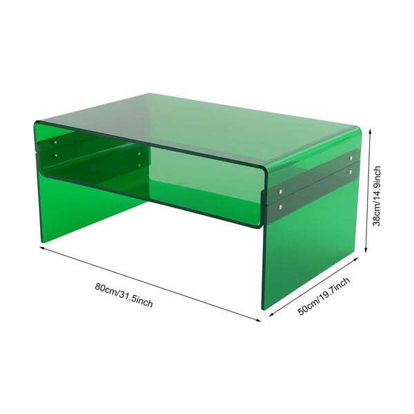 Akryl sidebord - Sofabord - 2 hylder - Rektangulær - 10 mm akryl - Bæreevne 40 kg - Grøn