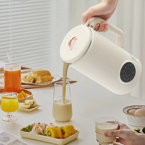 Soijamaitokeitin ja tehosekoitin - Pöytämalli - 1 l - 304 ruostumaton teräs - 10 terää - 30000 r/min - 600 W lämmitys - 220 V EU‑pistoke - Norsunluu