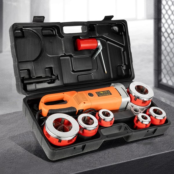 Rørgevindmaskine - Skraldesæt - 2300 W - Gevindområde 20,9–59,6 mm - 6 gevindbakker (1,27–5,08 cm) - 230–240 V 50 Hz - Sort