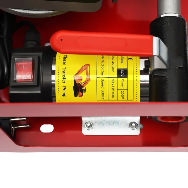 Diesel transferpumpe Sæt - Brændstof-/oliedispenser - 45 L/min - 200 W - Tæller 4-cifret del/8-cifret total - Vandtæt, vindtæt, UV-bestandig - Hvid