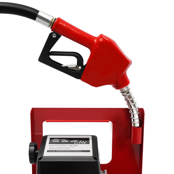 Diesel transferpumpe Sæt - Brændstof-/oliedispenser - 45 L/min - 200 W - Tæller 4-cifret del/8-cifret total - Vandtæt, vindtæt, UV-bestandig - Hvid