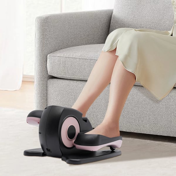 Elektrisk mini crosstrainer - Bentræner - 60W motor - 5 niveauer 32–113 rpm - LCD - Fjernbetj. + knapper - Maks 25 kg - EU-stik 100–240V - Sort