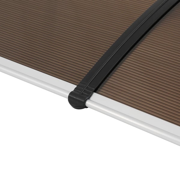 Dør-/vinduesoverdækning - Vægmonteret skærmtag - 90×300 cm - Aluminiumramme - Polycarbonat/akrylplade - Brun