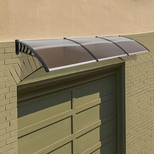 Dør-/vinduesoverdækning - Vægmonteret skærmtag - 90×300 cm - Aluminiumramme - Polycarbonat/akrylplade - Brun