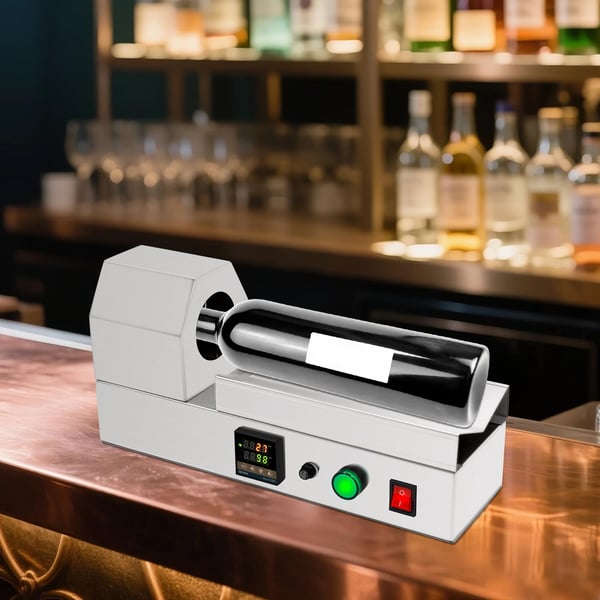 Krympemaskine til vinkapsler - Elektrisk - Til PVC/PP-kapsler - LED-display - 220V 60Hz - Sølv