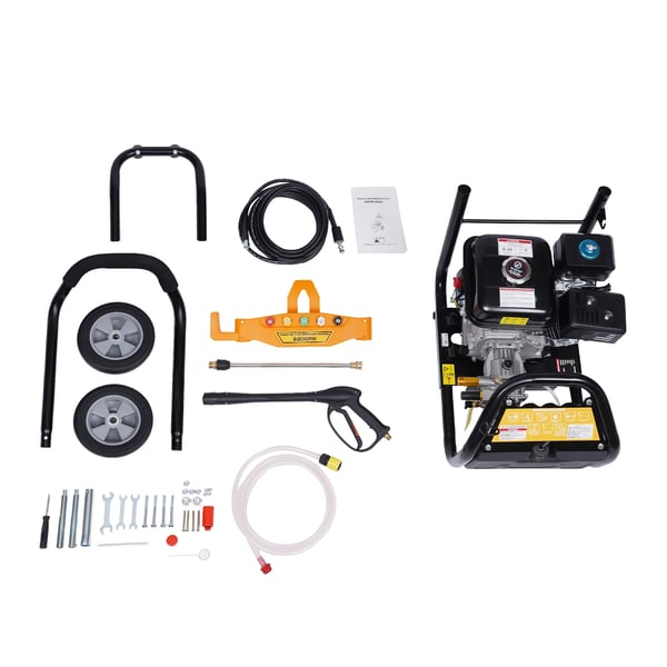 Højtryksrenser - Bilvask - 7,5 HP 2200 PSI - 5 Dyser - Let at Flytte - Robust - Til Bil & Have