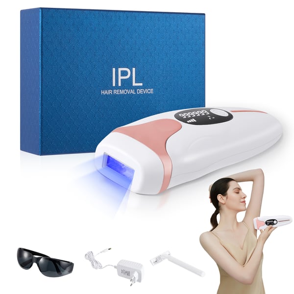 IPL Karvanpoistolaite - Fotoepilaattori - 999 900 Välähdystä - 9 Tehotasoa - 3 Tilaa HR/SC/RA - Ladattava - Kainaloille - Valkoinen