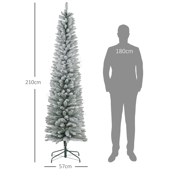 Konstgjord snötäckt julgran - LED-julgran - 1,8 m (180 cm) - Snöade grenar - Metallstativ - Inomhus - Grön/Vit
