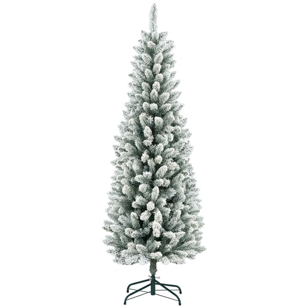Julgran - Konstgran med snöeffekt - 150 cm - Metallstativ - Tät grenverk - För inomhus - Utan belysning - Grön