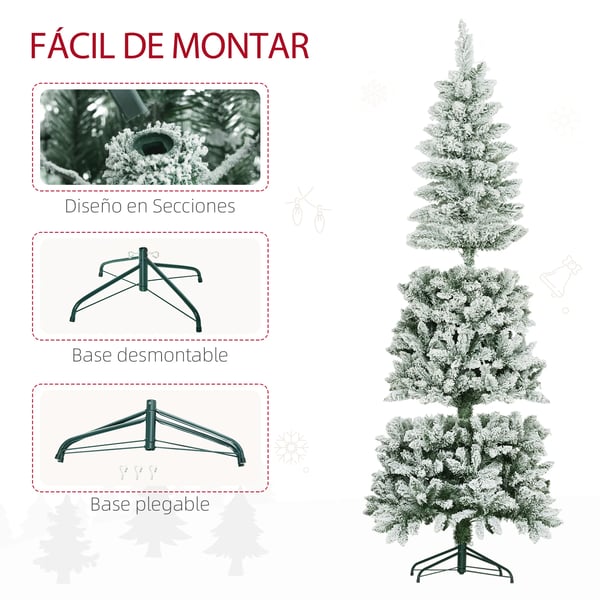 Konstgjord Julgran - Snötäckt - 180 cm Höjd - Tät Grenverk - Metallfot - För Inomhus - Grön