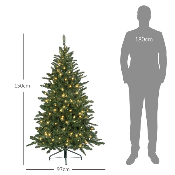 Konstgjord julgran - Med LED-belysning - 180 cm Höjd - För inomhusbruk - Grön