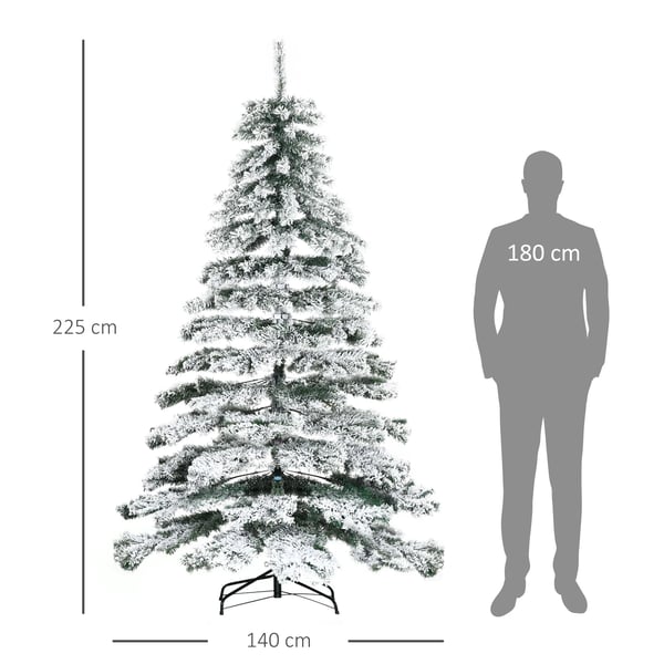 Konstgjord Julgran - Konstgran - 225 cm - Basyta 140x140 cm - Plast & Metall - Utan Belysning - Grön