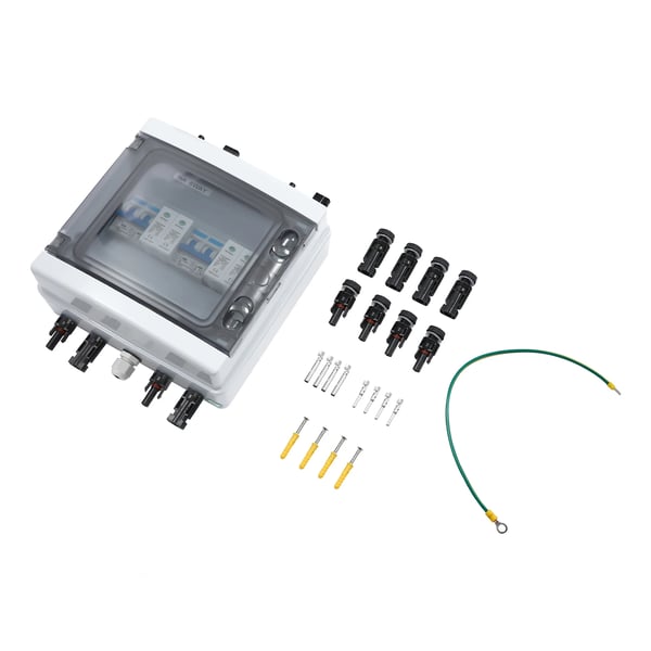 Solcelle kombineringsboks - PV DC Fordeler - 2 Strenge - DC 1000V - DC-afbryder 2P 40A - IP65 IK10 - Overspændingsbeskyttelse 20–40kA 2P
