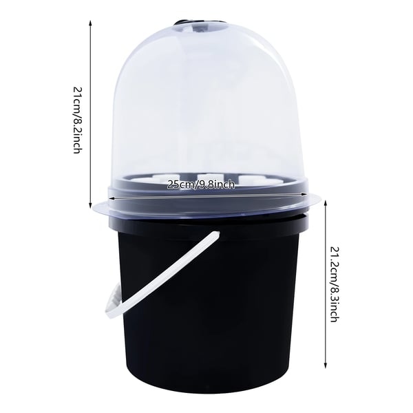 Hydroponinen klooneri - Aeroponinen propagaattori - 8 reikää - 5 l - Sumutekniikka - Pyöreä - PP/PVC - Musta