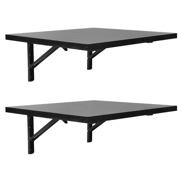 Seinään asennettava työpöytä - Taittuva 2 kpl - Kantavuus 226,8 kg - Puu & teräs - Koko 60×58×25 cm / pöytä - Musta