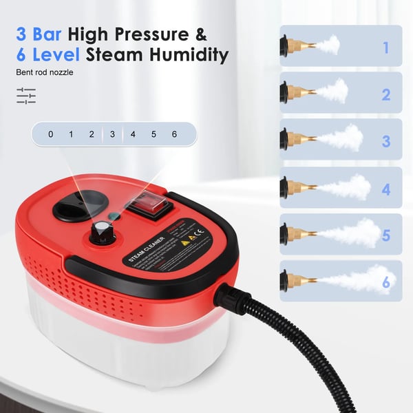 Höyrypuhdistin & Höyrypesuri - Käsikäyttöinen - 2500 W - 1200 ml Säiliö - Korkeapaine - Korkea Lämpötila - Auto, Keittiö, Kylpyhuone, Saumat & Laatat