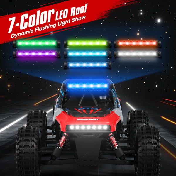 Radio-ohjattava RC-auto - 1:16 4x4 maastoauto - 40 km/h - 2,4 GHz - LED-ajovalot - 2 AAA-paristoa mukana - Punamusta