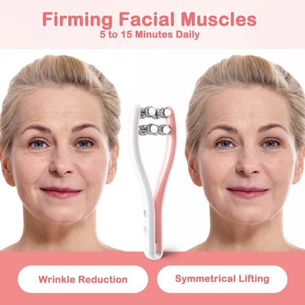 Kaksoisleuan Vähennin - V‑face maski & kasvohierotin - 3 EMS‑tilaa - Kiinteyttävä & antirypyt - Kaikenkokoisille kasvoille - Pinkki/Valkoinen