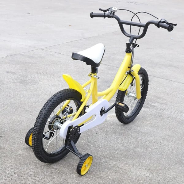 Børnecykel 40 cm - Unisex 5–8 år - Støttehjul - Justerbart sæde - Dobbelte bremser - Støddæmpende dæk - Let legeringsramme - Nem at samle